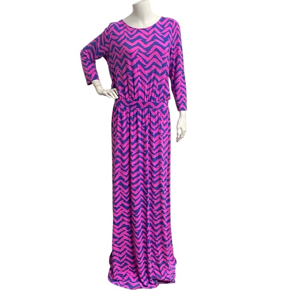 Lilly Pulitzer Maxi Dress Women’s XL Pink Blue Long Sleeve - Picture 2 of 10